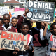 Students on strike in Cape Town on Friday.